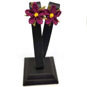 Needle Lace Wild Flower Stud Earrings Purple
