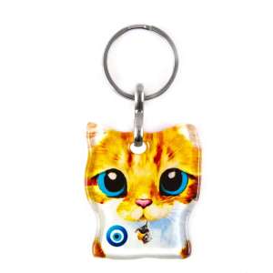 Turkish Glass Cat Keychain