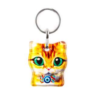 Turkish Glass Cat Keychain
